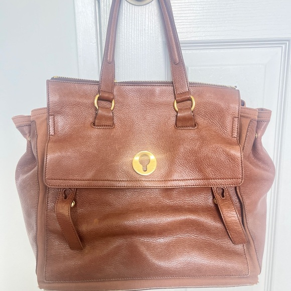 YVES SAINT LAURENT VTG. Muse Two Cognac Brown Tote